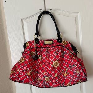 Betsey Johnson Red and Gold Nautical Travel Bag